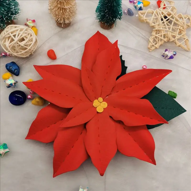 Christmas Poinsettia Flower DIY Scrapbooking Stamps Craft Embossing Die Cut Making Stencil Template New 2020