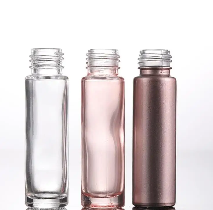 Essential Oil Use Pink Roll On Glass Roller Bottles With Crystal Gemstone Roller Ball And Rose Gold Cap/Wholesale