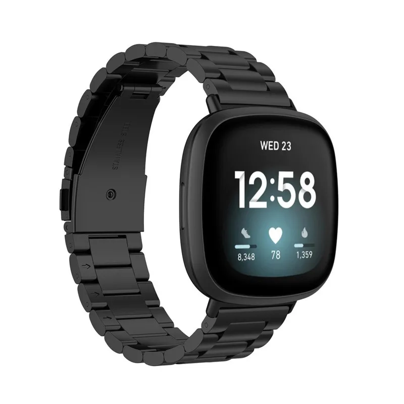 Bracelet en acier inoxydable pour montre Fitbit Versa 3 4, boucle de bracelet en métal, bracelet de remplacement, fouet 2