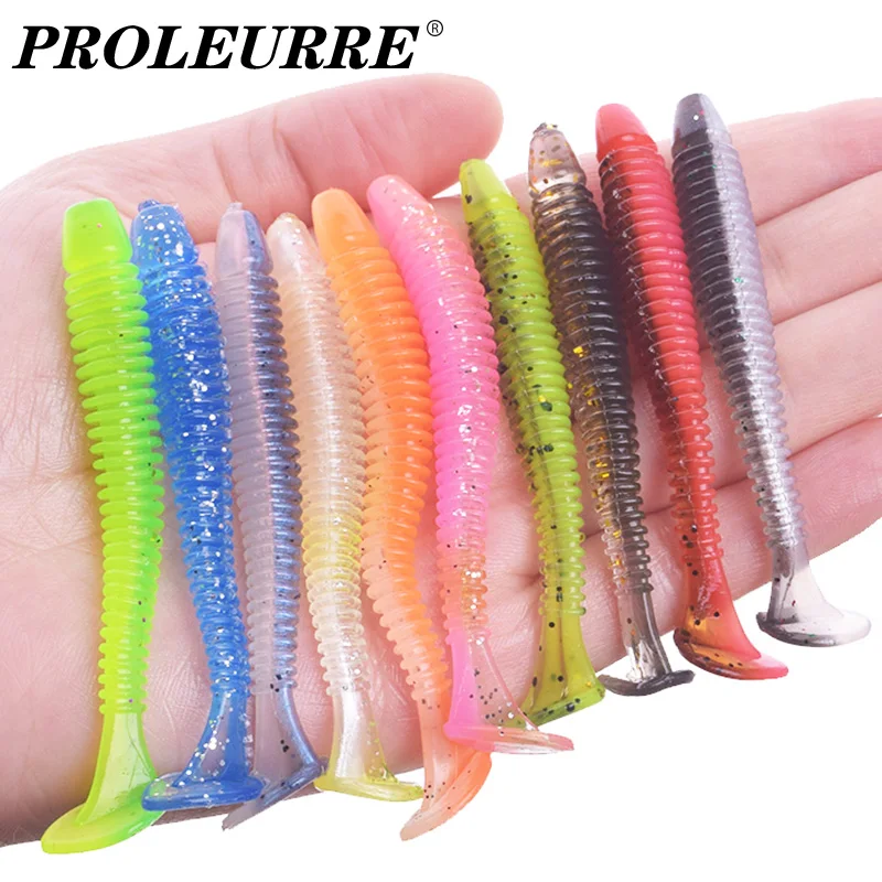 Proleurre marka węda ciągniona Wobblers robak miękka przynęta 5cm/7cm/9cm Swimbaits sztuczny silikon przynęta wpływ pierścień karp Bass Peche