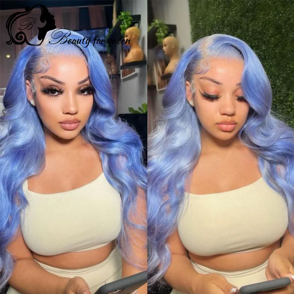 

Светло-фиолетовый объемная волна 180 Плотность 13x4 Парик фронтальной части шнурка 100% человеческие волосы Цветные HD Прозрачные кружевные фронтальные парики Готовые к ношению