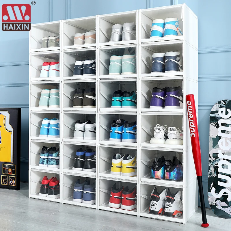 

Drawer type Clear Shoe Box Stackable Sneakers Sports Shoe Organizer Plastic Transparent Shoebox for AJ Display Shoes Drawer Case