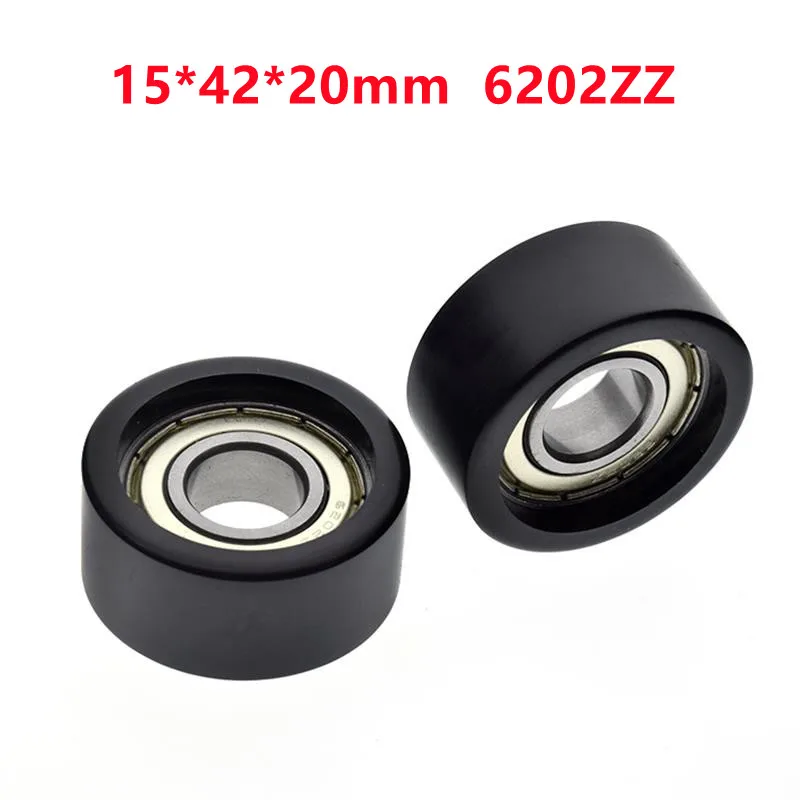 

5pcs/20pcs 15*42*20mm Flat Roller 6202ZZ 6202 Bearing POM Plastic Coated Pulley Guide Wheel Low Noise 15x42x20mm