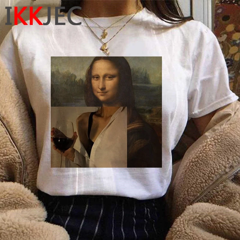 Mona Lisa Aesthetic Vintage T Shirt Women Funny Cartoon Harajuku T-shirt Ladies Graphic Fashion Tshirt Streetwear Top Tee Female