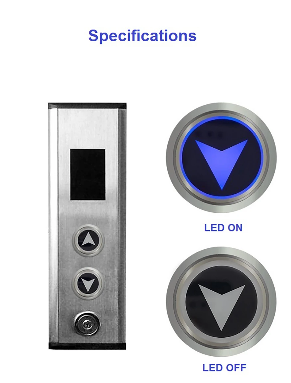 Touchless Lift /Elevator Push Button Round Diameter 32mm Waterproof IP68 DC12-24V 2-3cm Sensing Distance Aluminum Alloy Material