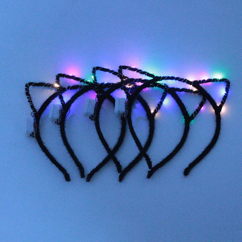 

Girls Flashing LED Light Cute Cat Ears Hair Band Headband Party Hoop for Women Girl Role Play Animal Wedding Festival