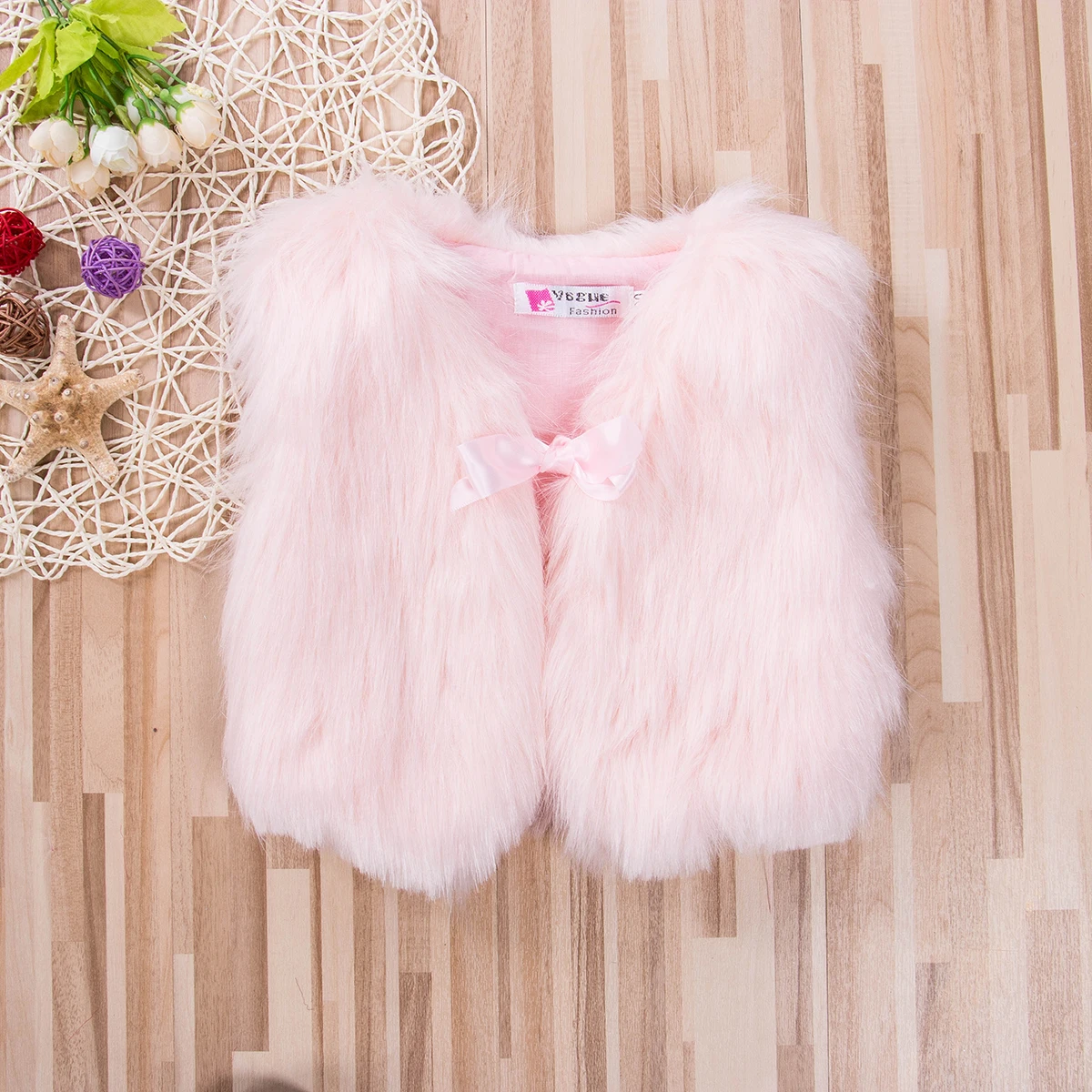 Toddler Baby Girls Kids Winter Faux Fur Vest Waistcoat Sleeveless Solid Bowknot Belt Warm Coat Outwear Warm Jacket