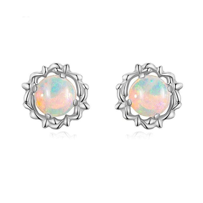 

New Stud Earrings 925 Silver Jewelry with Created Opal Gemstone Earrings Accessories for Women Wedding Party Ornaments Wholesale