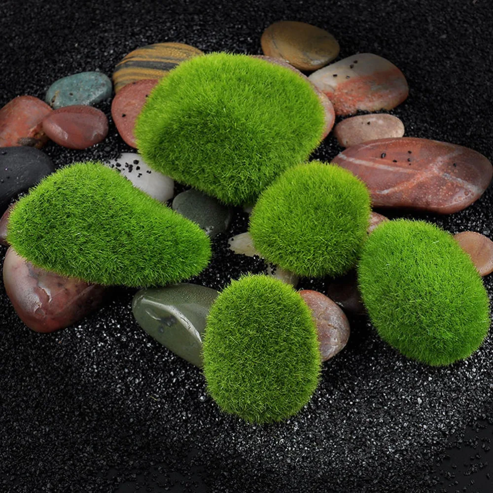 Artificial Moss Stones Synthetic Resin New Green Grass Bryophyte Home Garden Bonsai Terrarium Home Decoration Accessories 3 Size