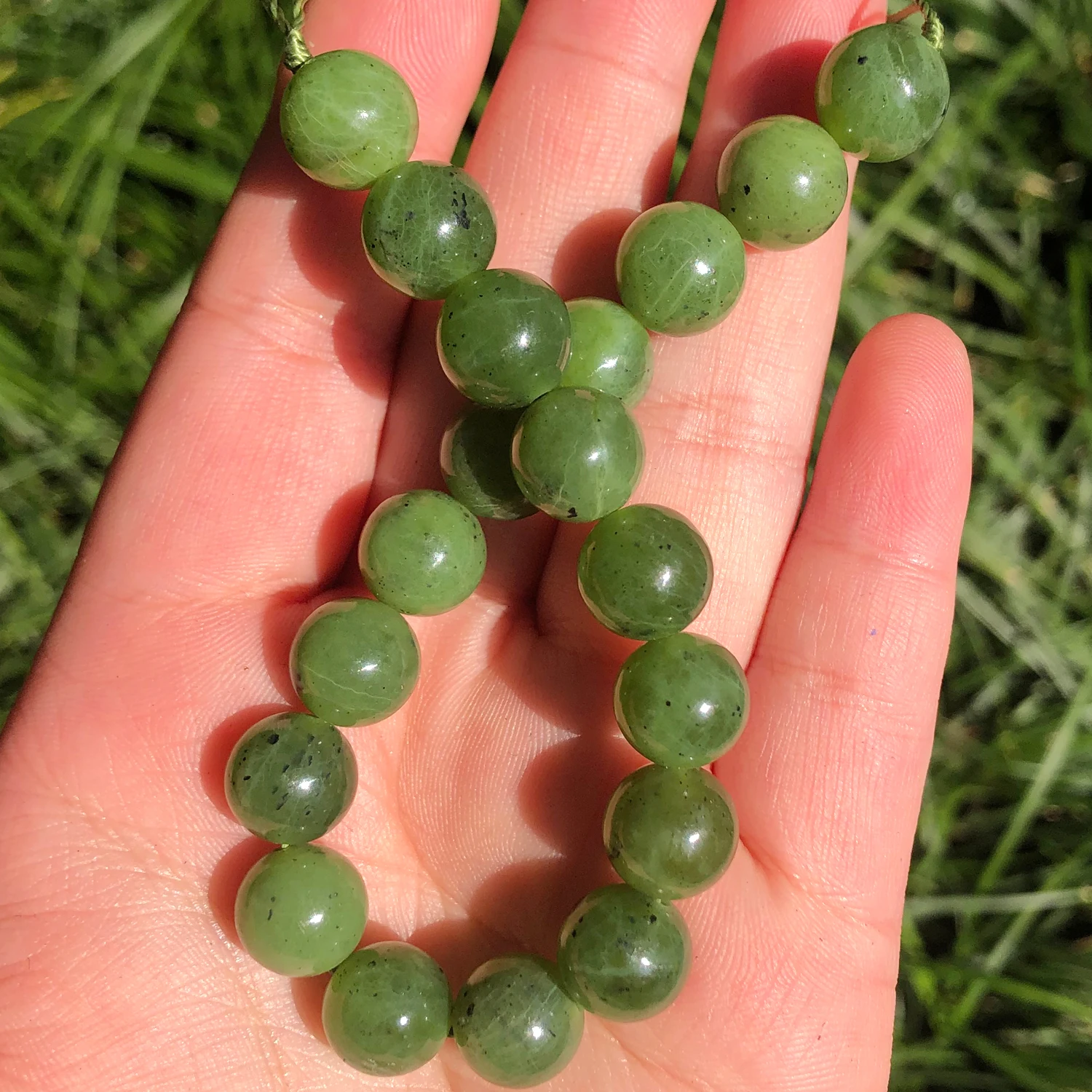 Green Natural Canadian Jade Beads Round Loose 6 8 10 12mm Gemstone Beads For Jewelry Making DIY Charm Bracelet Necklace 7.5 Inch