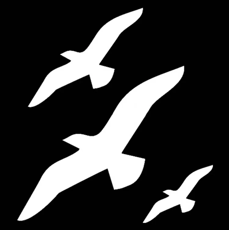 BIRD SEAGULL Cover Scratches Waterproof Car Sticker Decal Reflective Interest Motorcycle Decorative Body Stickers Black/Silver