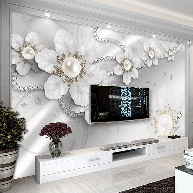 

Custom Photo Wallpaper 3D Stereo Jewelry Flowers Papel De Parede 3D Murals Living Room Bedroom TV Sofa Backdrop Wall Home Decor