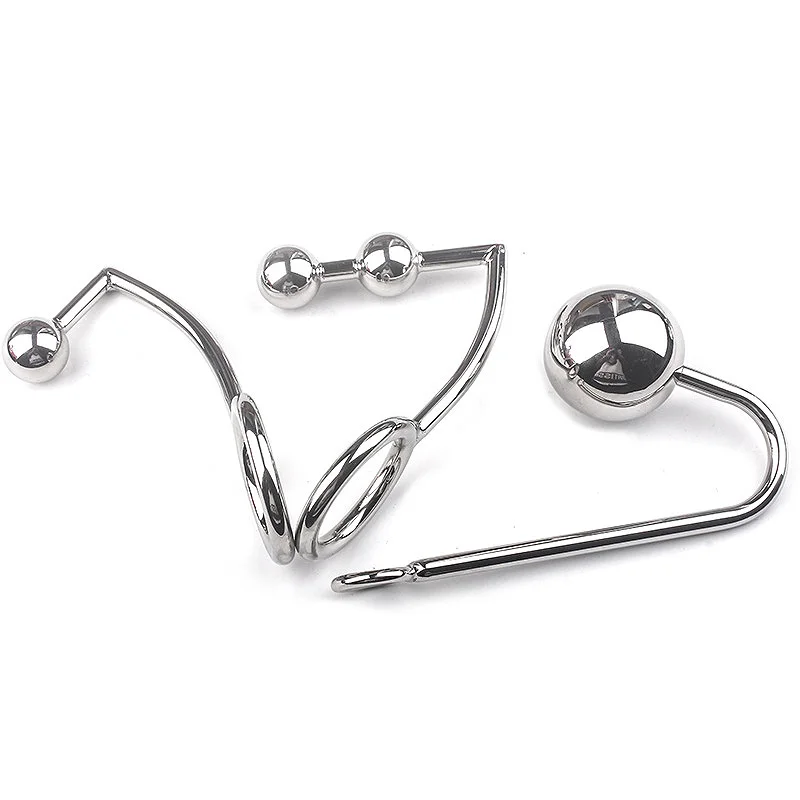 Samox Stainless Steel Anal Hook Prostate Massage Gay Butt Plug with Ball Metal Anal Plug Dilator Sex Toys for Men and Women