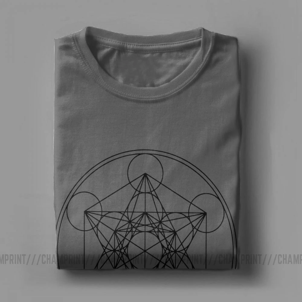 Metatrons Cube Flower Of Life T Shirt Men\'s Cotton Crazy T-Shirt Sacred Geometry Magic Mandala Tee Short Sleeve Tops Gift Idea