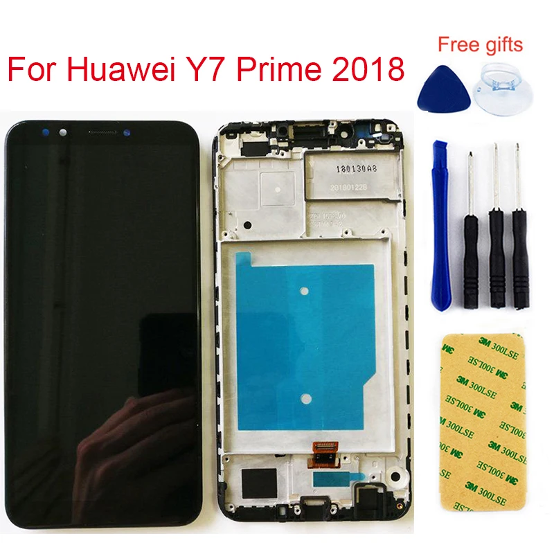 

For Huawei Y7 Prime 2018 LDN-LX1 / LDN-L21 LCD Display Monitor Panel + Touch Screen Digitizer Sensor Glass Assembly + Frame