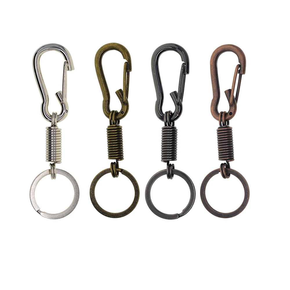 2 sets Heavy Duty Metal Coil Spring Carabiner super strong steel quick release snap Hook Clasp Keychain Keyring key holder