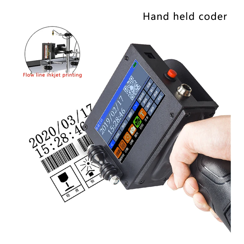 K6 hand-held impressora a jato de tinta transportador automático inteligente impressora data de produção velocidade ajustável precisão de impressão 600dpi