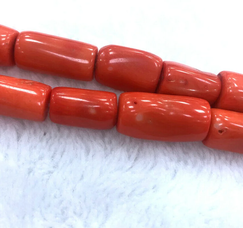 Huge 11x20mm Column Orange pink Coral Jewelry Making loose gemstone beads15