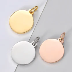30pcs/Lot Mirror Polished Real Stainless Steel Charms Round Pendants 3 Colors for DIY Jewelry Making Accessories