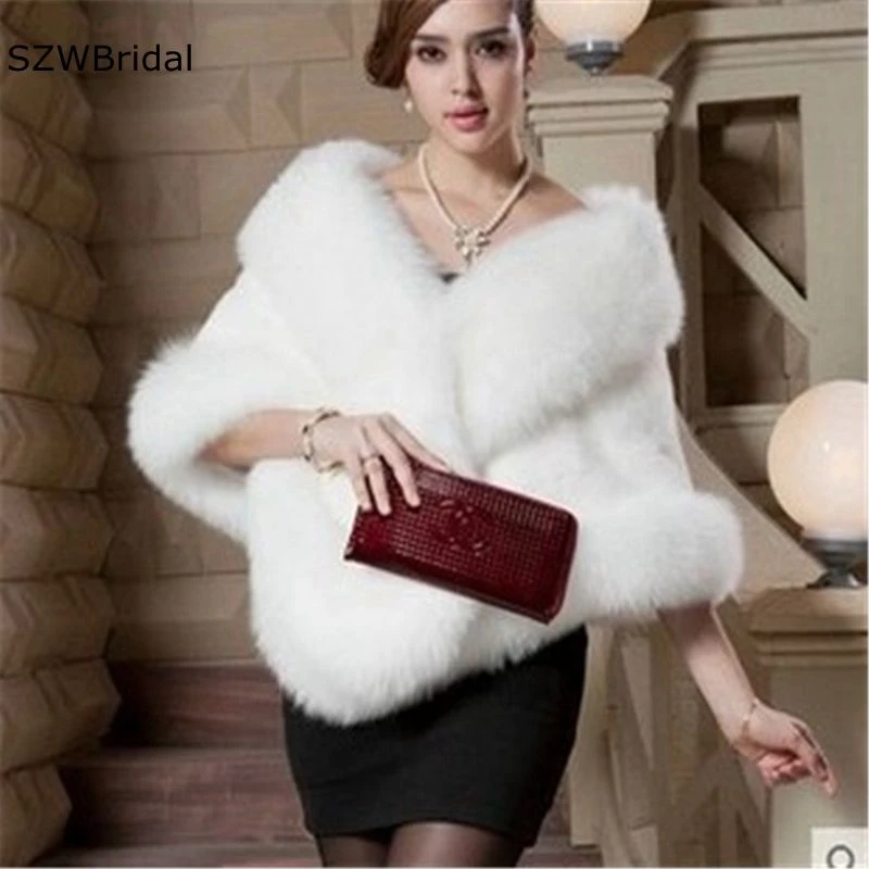 New Arrival Sleeveless Faux Fur Winter Wrap Wedding Bolero Shawl Cape Bridal Shawl Fur Cape 160cm*51cm