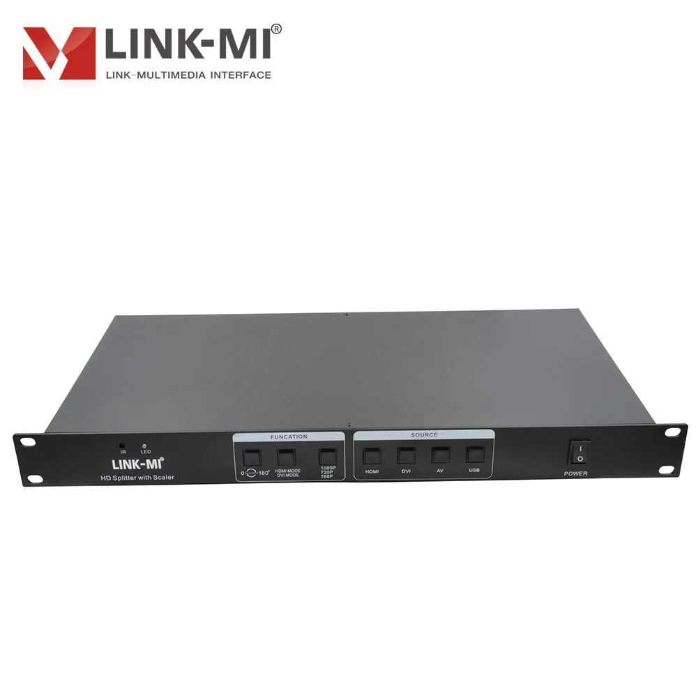LINK-MI 4x9 HD Splitter with Scaler HDMI+AV+VGA+USB Inputs 9 HDMI Output support 180 degree flip