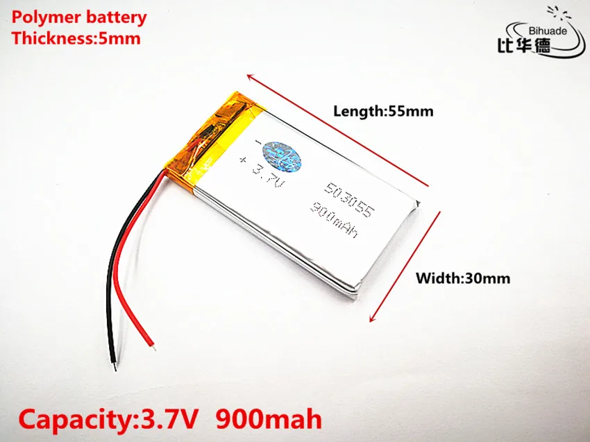 5 قطعة لتر الطاقة بطارية جيدة كوليتي 3.7V ، 900mAH ، 503055 بوليمر ليثيوم أيون/بطارية ليثيوم أيون ل لعبة ، قوة البنك ، GPS ، mp3 ، mp4