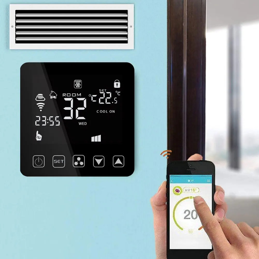 Tuya Smart Home Central Air Conditioning Controller Panel Control Of Fan Coil System TRANE Band Ect Work with Alexa Google