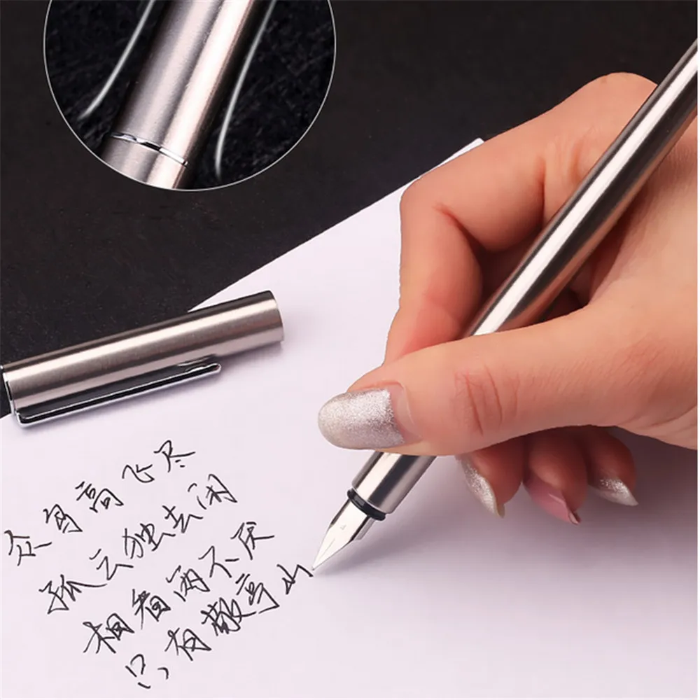 Jinhao Black Silver Colors Business office EF / F Nib Fountain Pen student School Stationery Supplies ink calligraphy pen