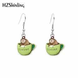 2020 New Funny Sloth Acrylic Hook Earring Sloffee Handmade Animal Epoxy Earrings Jewelry Gifts Girl