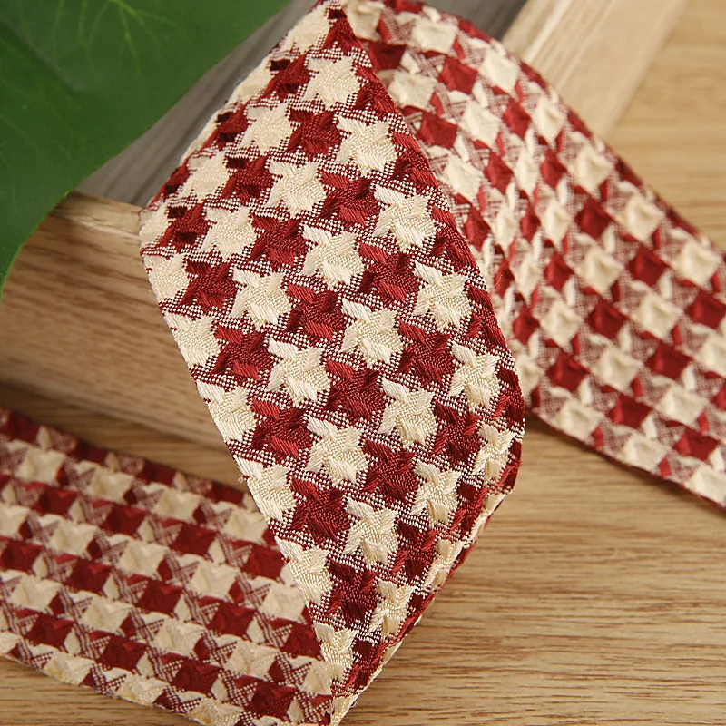 Kewgarden Two-color Houndstooth Ribbon DIY Bow Hair Accessories Clothing Shoes Flower Hat Decorative Material 10 Yards