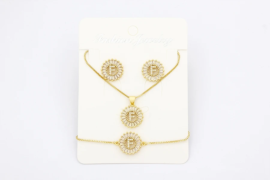 Nidin Heißer 26 Buchstaben Schmuck Sets Halskette + Ohrringe + Armband Für Frauen Initial Alphabet Charme Kupfer Zirkon Party hochzeit Geschenk – Detail 28