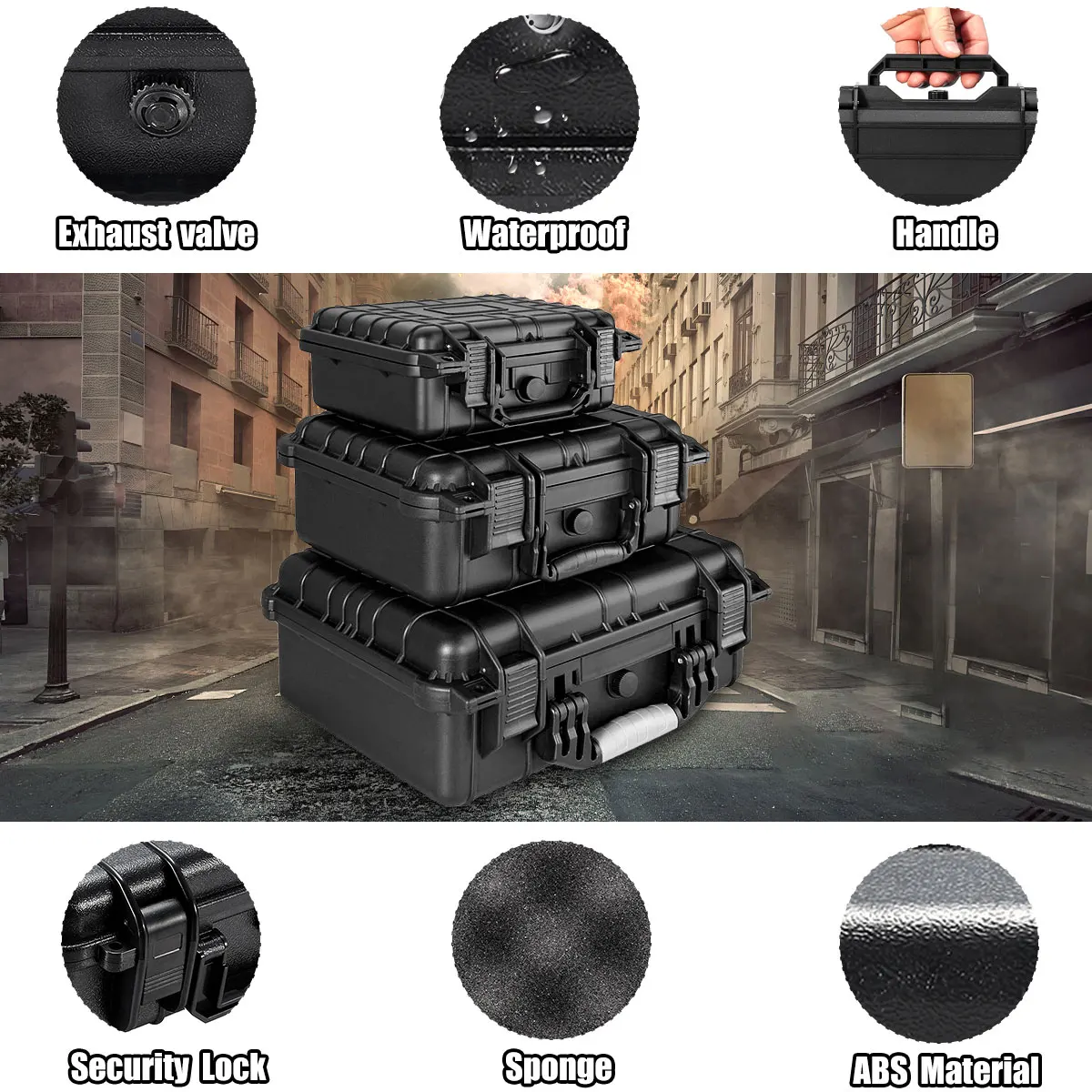 9 Sizes Waterproof Hard Case Box Plastic Tool Box Safety Equipment Tool Box Suitcase Impact Tool Case Shockproof Case with Foam