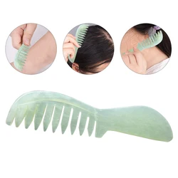 Natural Jade Stone Massage Comb Jade Scraping Comb Massage Head Soothing Nerve Jade Massage Comb Hair Care Tools Random Color