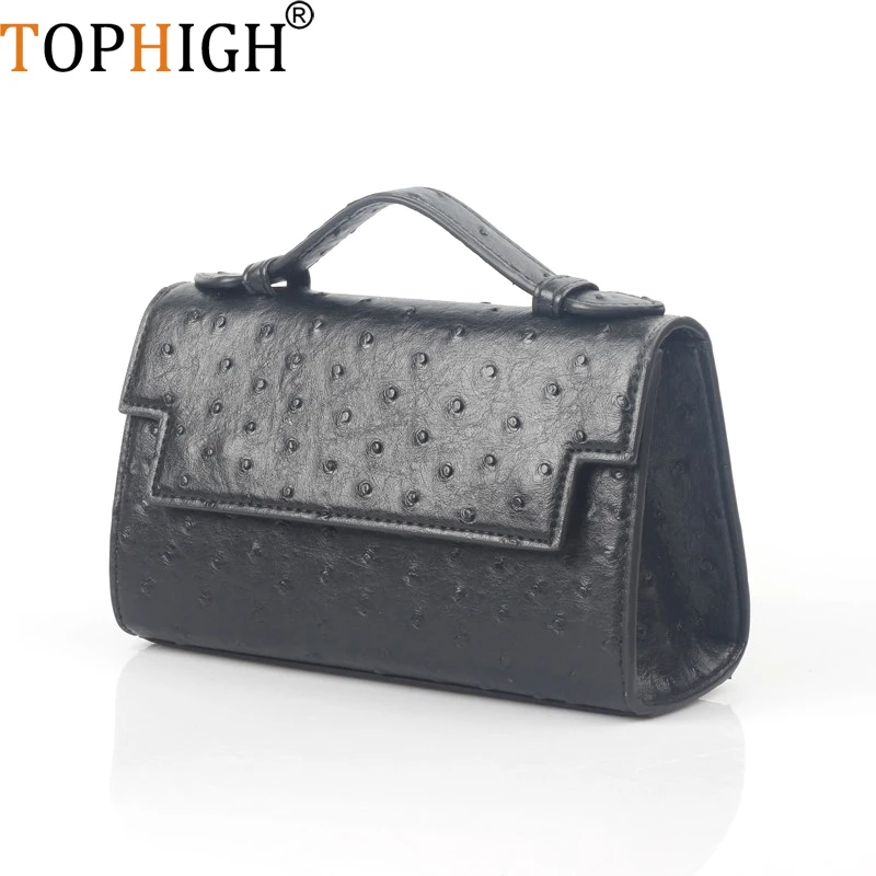 TOPHIGH Fashion Women Loved Ostrich Pattern Leather Clutch Bags Ins Hot Sales Handbag  Pouch Clutches Ladies Evening Party Tote