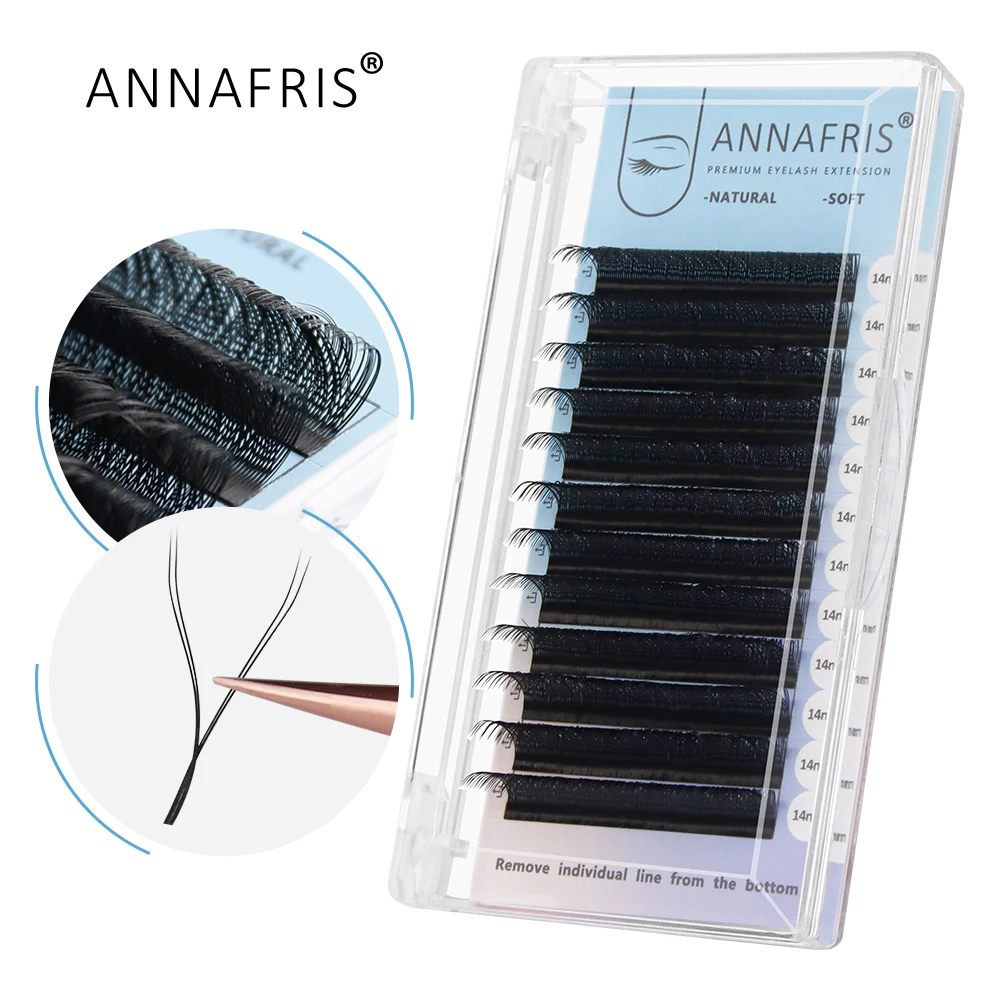 ANNAFRIS YY Shape Lash Individual Eyelash Extensions Brazilian Premade yy Volume Fan Lashes Natural Soft Y False Lash Supplies