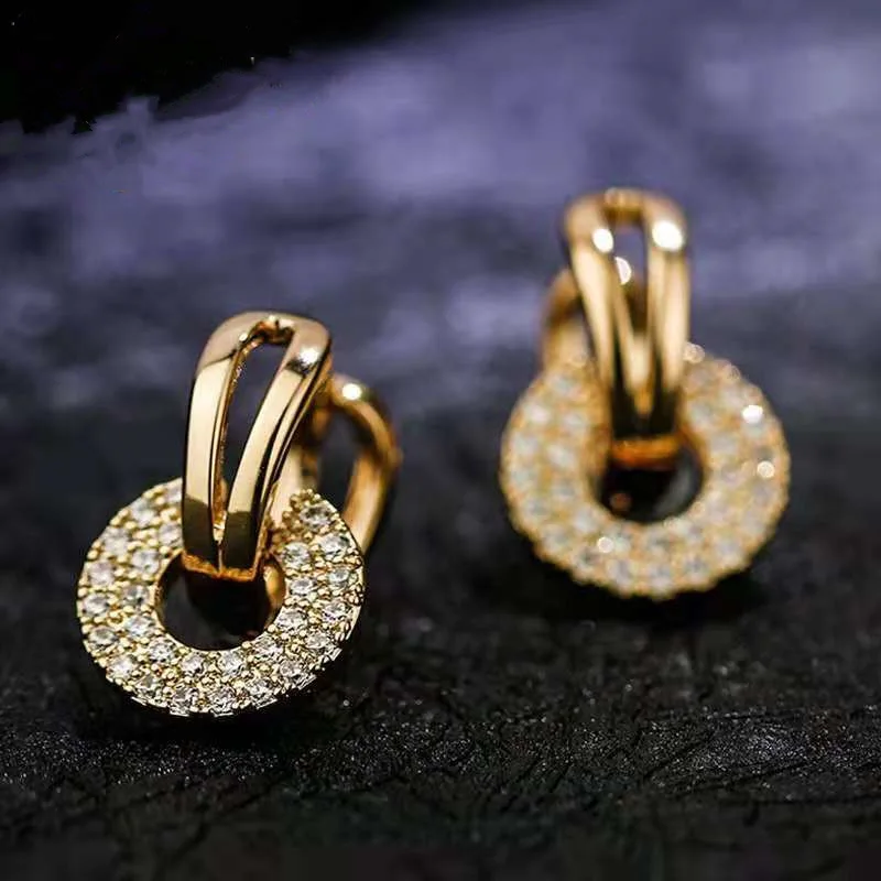 2024 Cute High-End Fashion Korean Women's Round Micro Inlaid Zircon Ear Clip Women Earrings Joyero Jeweler Gothic Accessories