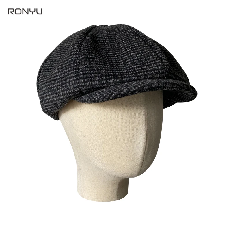 New Winter Caps For Men Black Men\'s Newsboy Hats Vintage Herringbone Octagon Cap Women Berets Gatsby Flat Hat BJM17