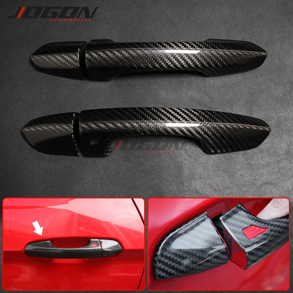 For Ford Mustang 2015-2020 Ecoboost GT350 GT Coupe Carbon Fiber Car Accessories Side Door Handle Cover Sticker Exterior Trim