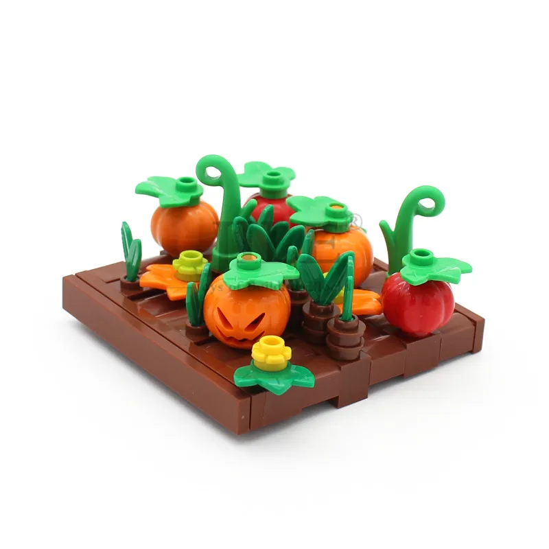 MOC Farm Crop Plant Pumpkin Radish Pineapple Mushroom Maize City Street View Building Blocks Bricks Compatible with Assembles