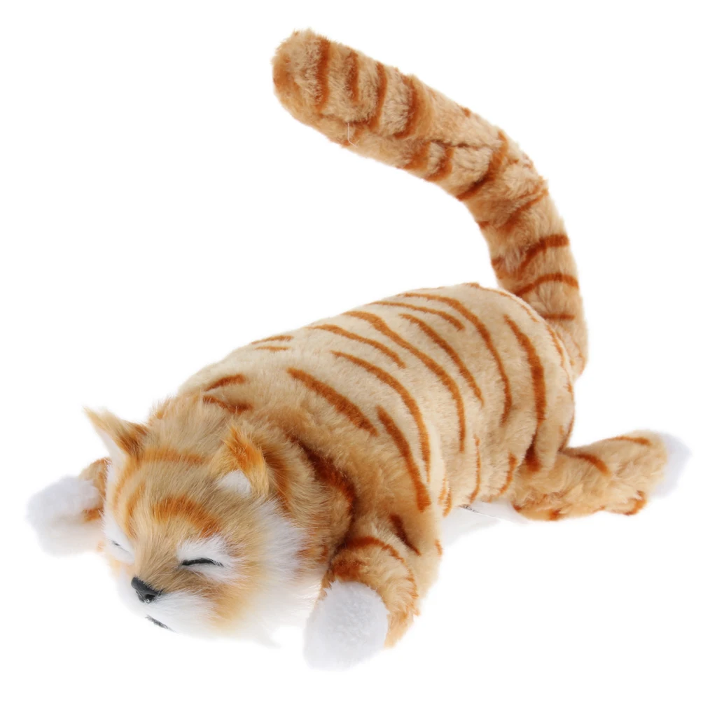 Electric Wagging Tail Laughing & Rolling Kitten Plush Stuffed Cat Toy Home Decor