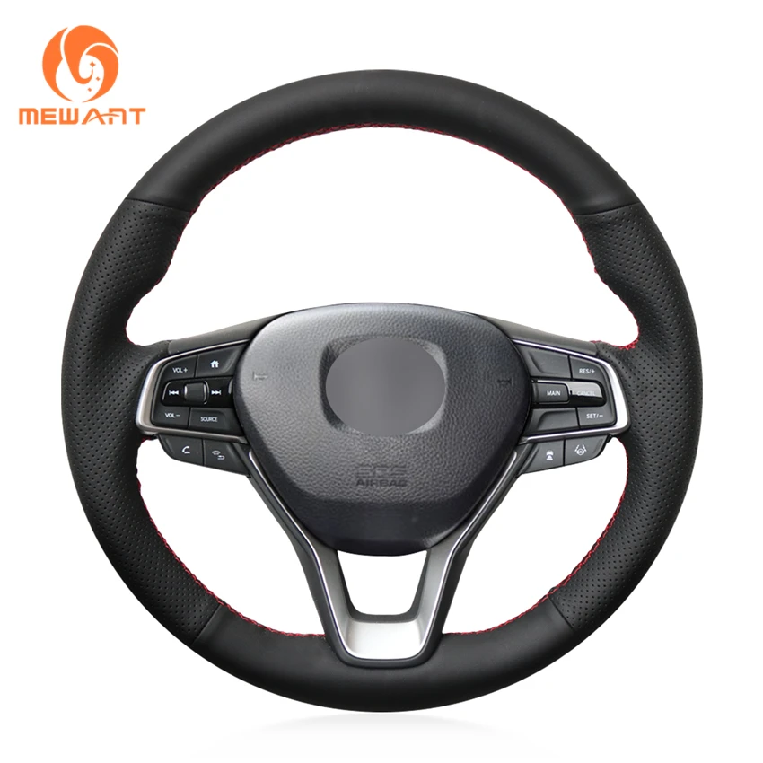 MEWANT Black Genuine Leather Hand Sew Car Steering Wheel Covers for Honda Accord 10 X 2018-2021 Odyssey 2021 Insight 2019-2022