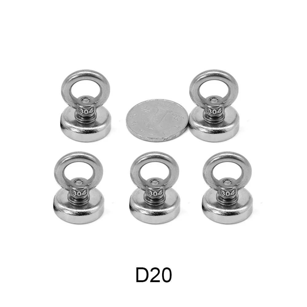 1/2/5/10/15/20PCS D20 Disc Strong Magnet Pot Fishing Magnet Salvage Fishing Ring Magnets D20 Permanent Powerful Magnetic Magnets