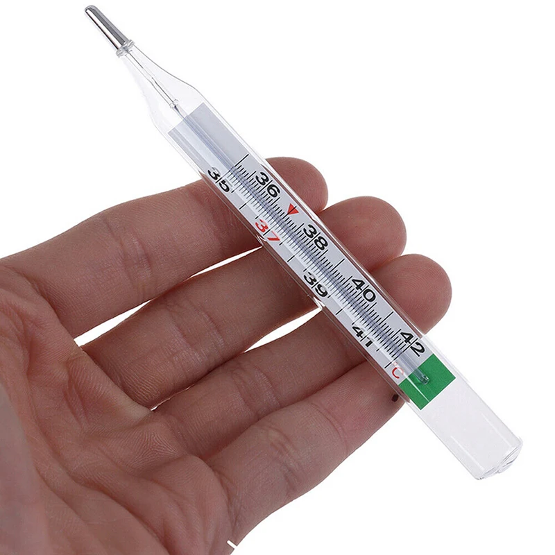 Portable Lightweight Mercury-free Dual Scale Classic Traditional Glass Accuracy Thermometer For Home Baby Adults 35-42 C