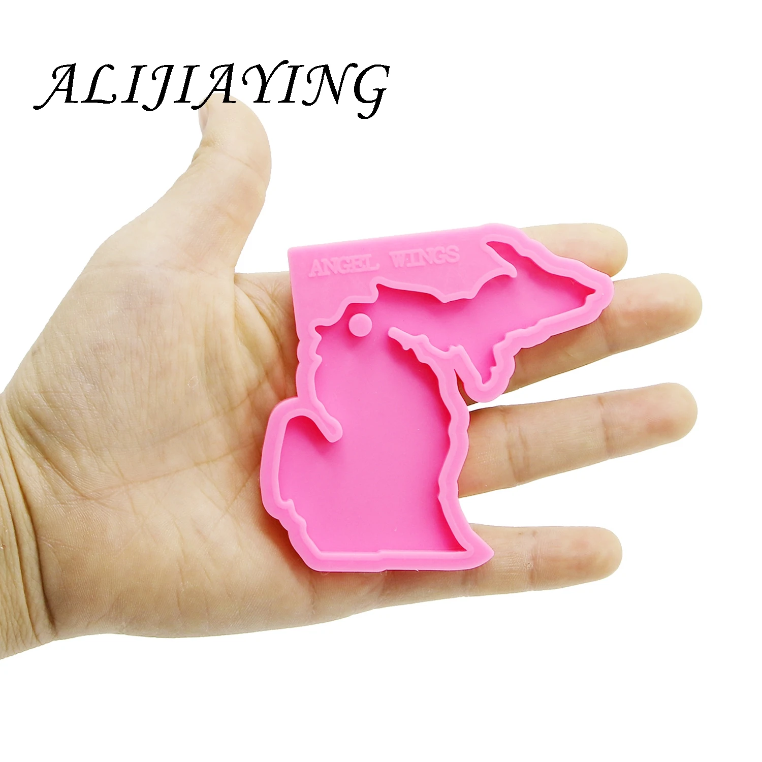 Shiny keychain US state michigan shape key ring decoration silicone mold for DIY epoxy resin DY0217