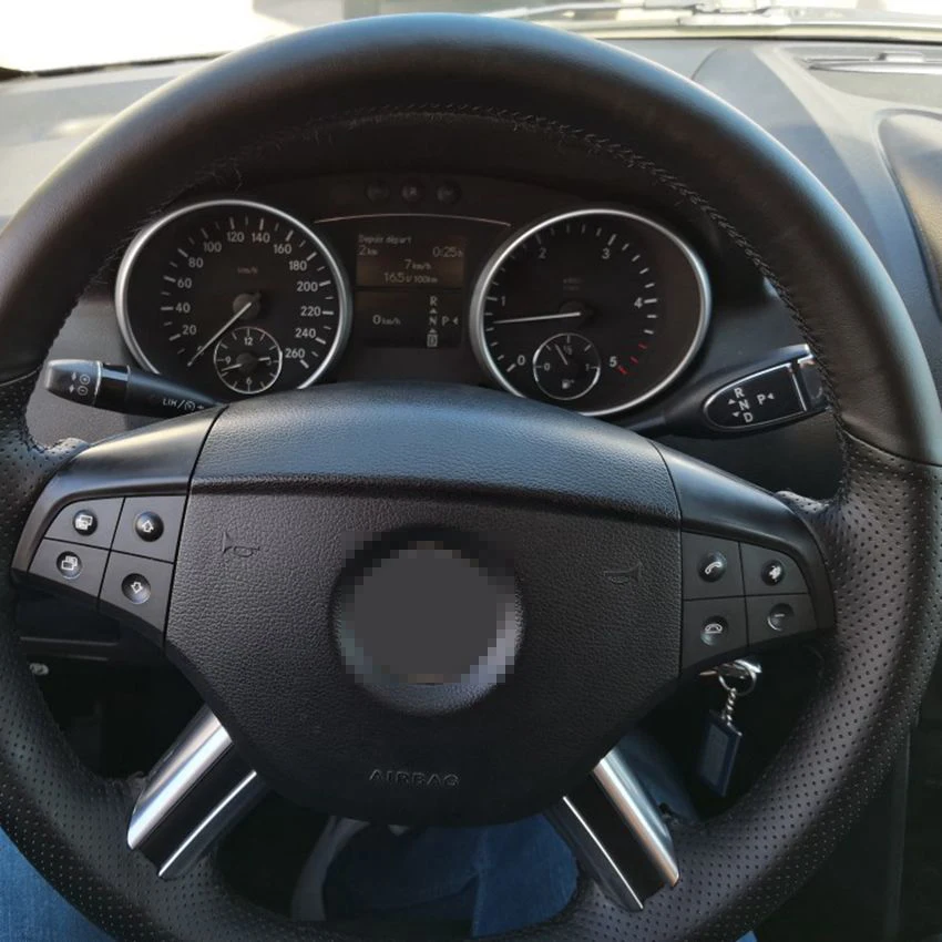 Handsewing Black Artificial Leather Steering Wheel Covers for Mercedes-Benz W164 M-Class ML350 ML500 2005 2006 X164 GL-Class GL