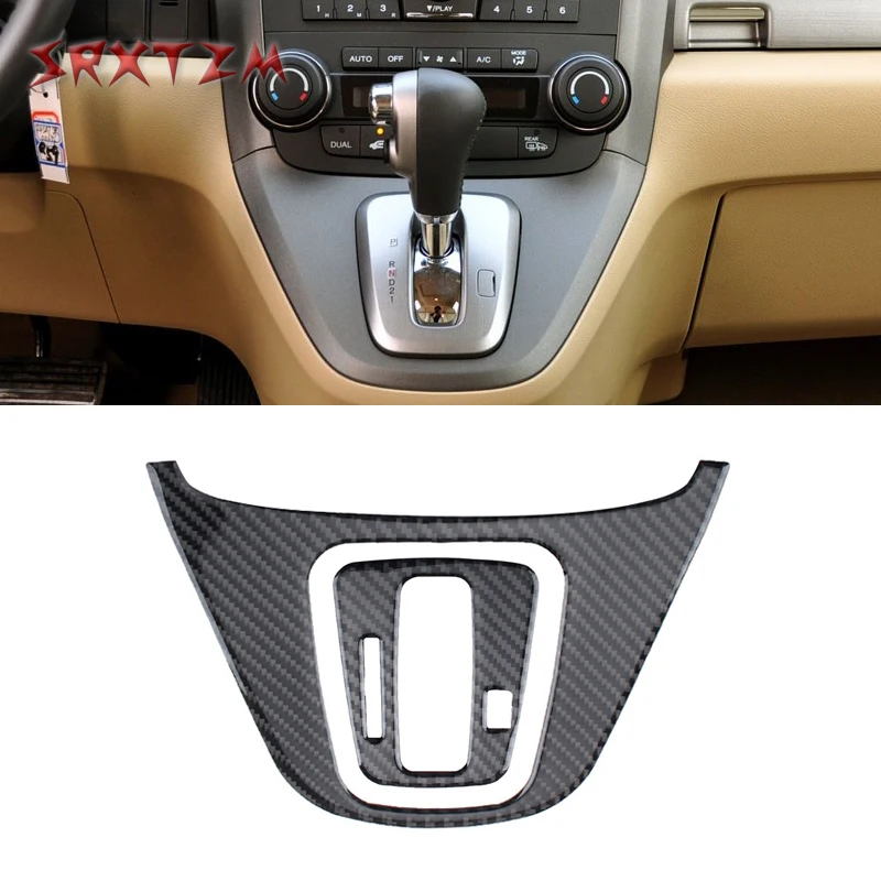 Car Carbon Fiber Center Control Gear Shift Panel Frame Cover Sticker Trim For Honda CRV 2007 2008 2009 2010 2011