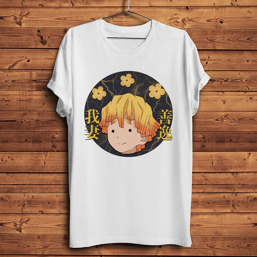 Agatsuma Zenitsu, funny anime t-shirt ,Men White Casual TShirt, Unisex, otaku manga ,kimetsu no yaiba, streetwear tee