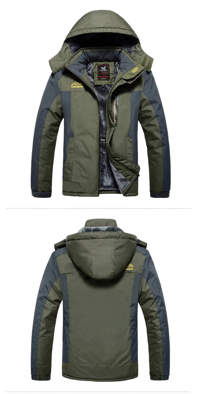Mens Winter Fleece Warm Thick Parkas Jacket Coat Men High Quality Outdoor Outwear Waterproof Hooded Casual Parkas Men L-9XL