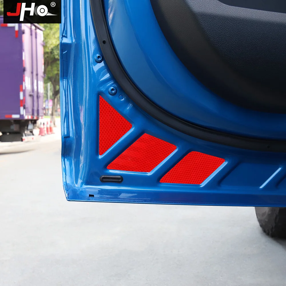 JHO-pegatina reflectante de advertencia de apertura de puerta de coche, accesorio rojo para Ford F150 2016-2020, 4 puertas Crew cabina 2019 2018 2017 Raptor XLT