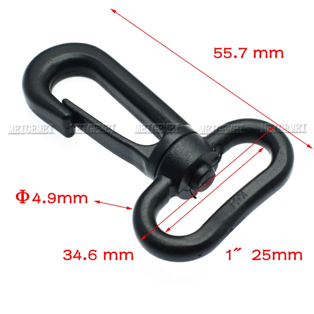 5pcs Plastic Snap Hooks Rotary Swivel Backpack Buckles Strap buckle Webbing 20mm 25mm 31mm 38mm Backpack accessories Black